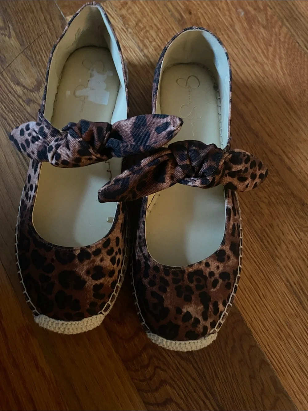 Leopard Print Mary Jane Espadrille Flats - Brown Jessica Simpson